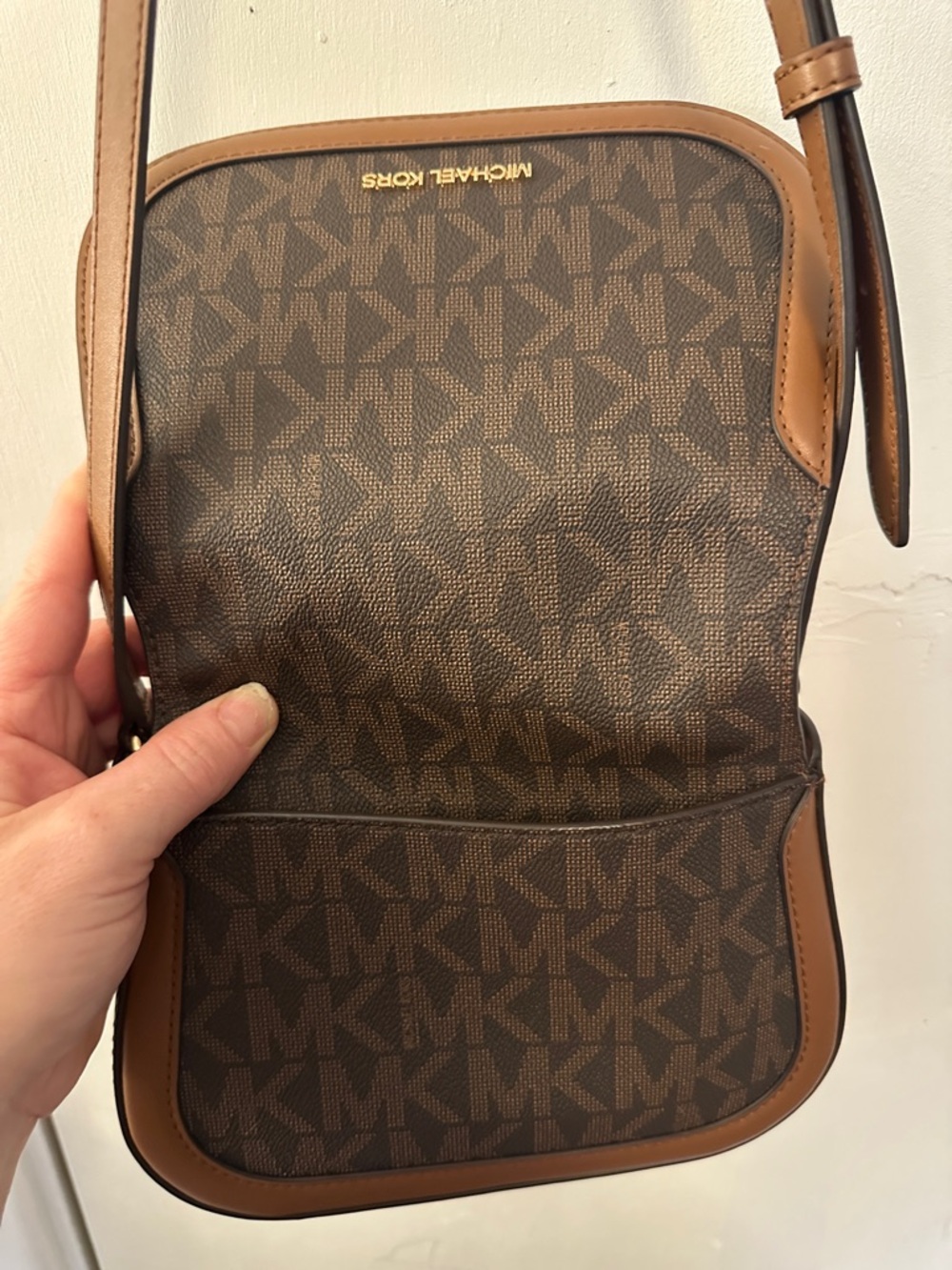 Michael Kors Brown and Tan Logo Crossbody - Picture 5 of 6